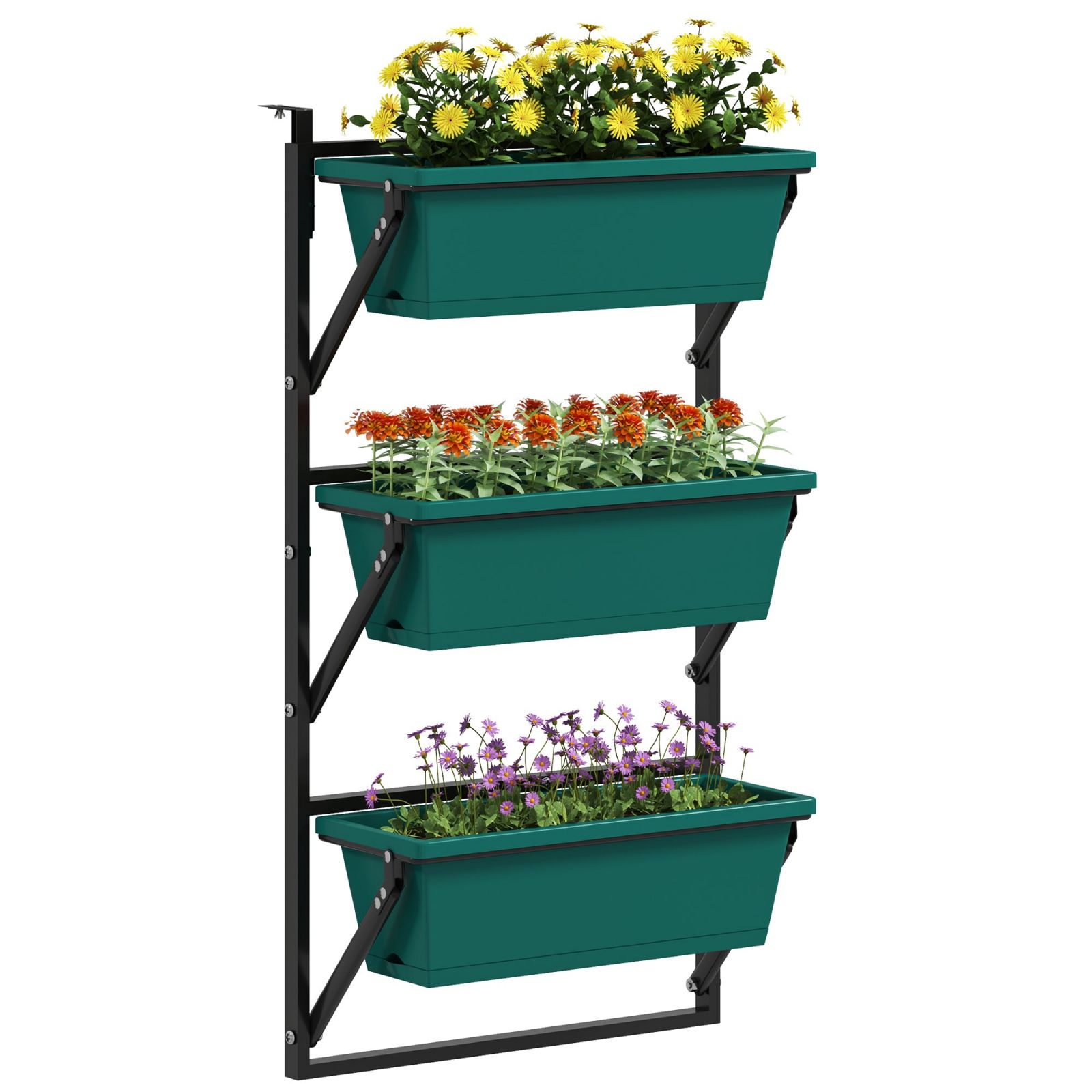 2 Vasi Per Piante 20 Cm Verdi Con Strisce | Fioriere In Plastica Resistente Con Foro Di Drenaggio E Tappo, Per Interni Ed Esterni